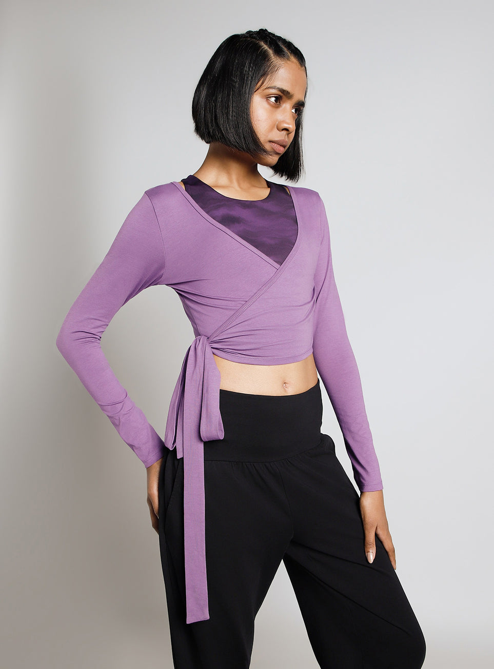 Women's Purple Back Wrap Around Flow Yoga Tank