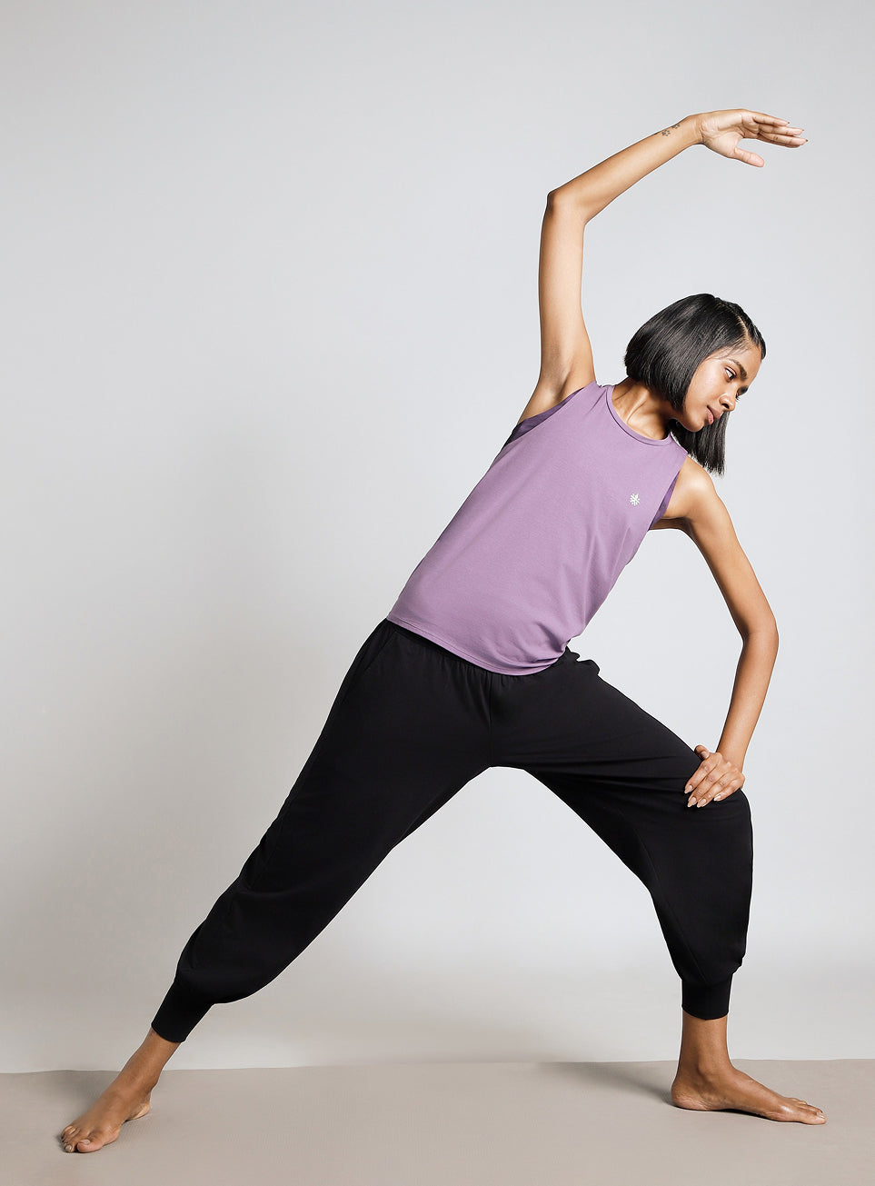 Women's Purple Back Tie-Up Flow Yoga Tank