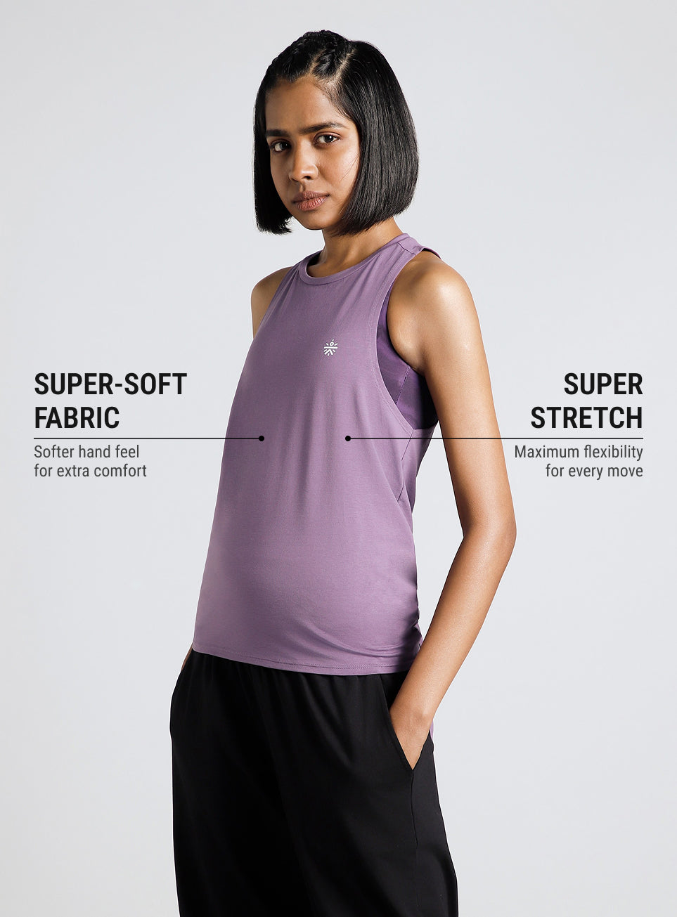 Women's Purple Back Tie-Up Flow Yoga Tank