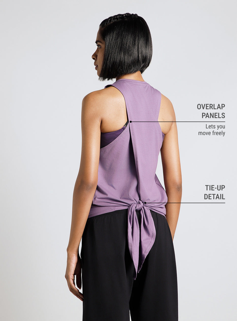 Women's Purple Back Tie-Up Flow Yoga Tank