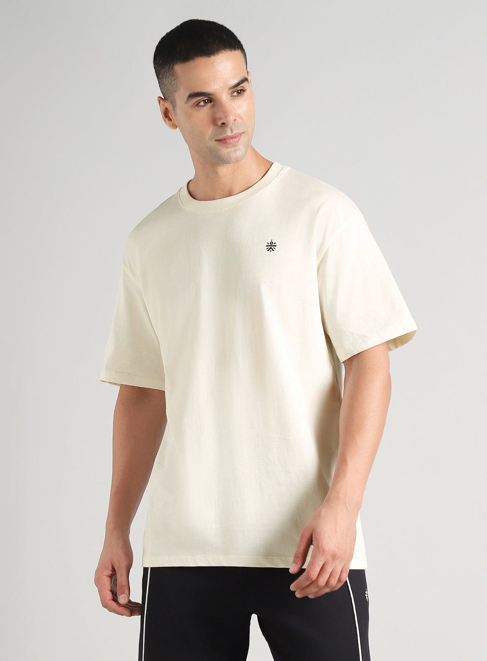 Men's Off White Built-In Motion Graphic Oversized T-shirt