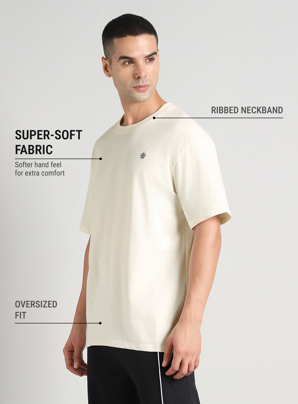 Men's Off White Built-In Motion Graphic Oversized T-shirt