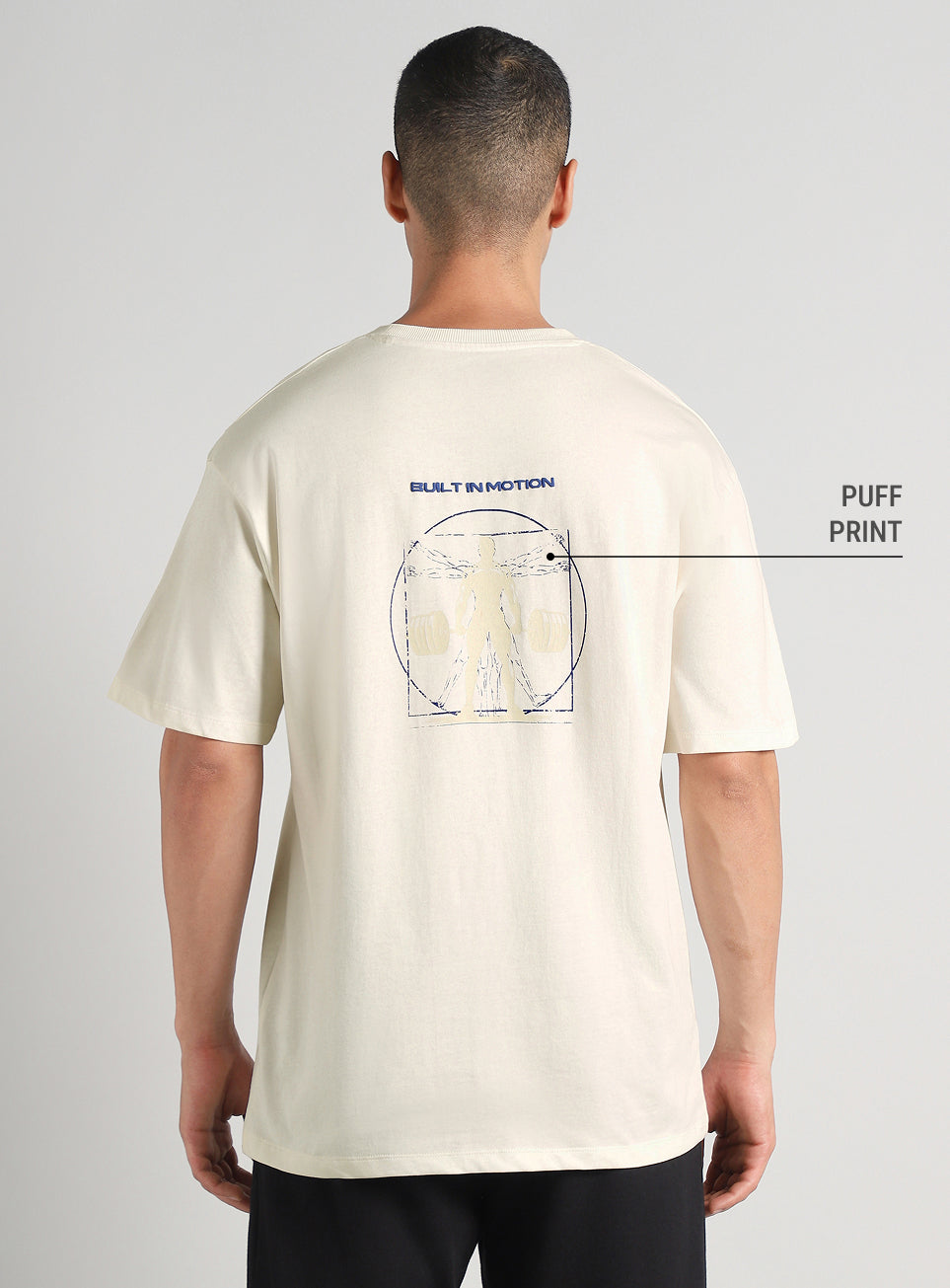 Men's Off White Built-In Motion Graphic Oversized T-shirt