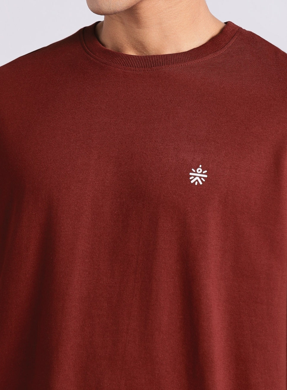 Men's Maroon V-man Relaxed Fit Full Sleeve T-shirt