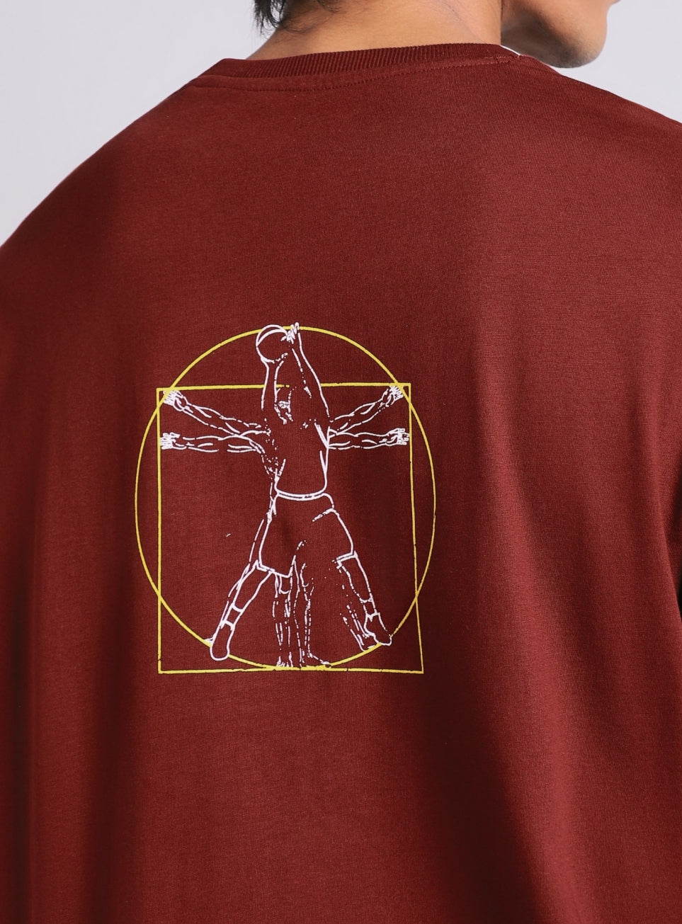 Men's Maroon V-man Relaxed Fit Full Sleeve T-shirt