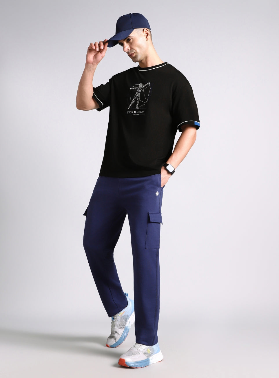 Men's Black V-Man Relaxed Fit Graphic T-shirt