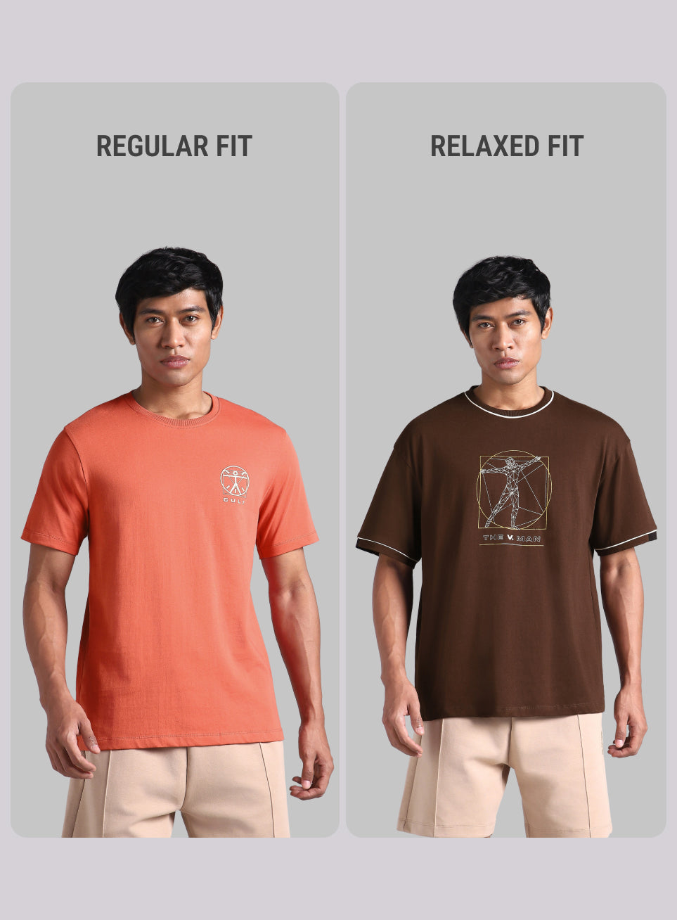 Men's Brown V-Man Relaxed Fit Graphic T-shirt