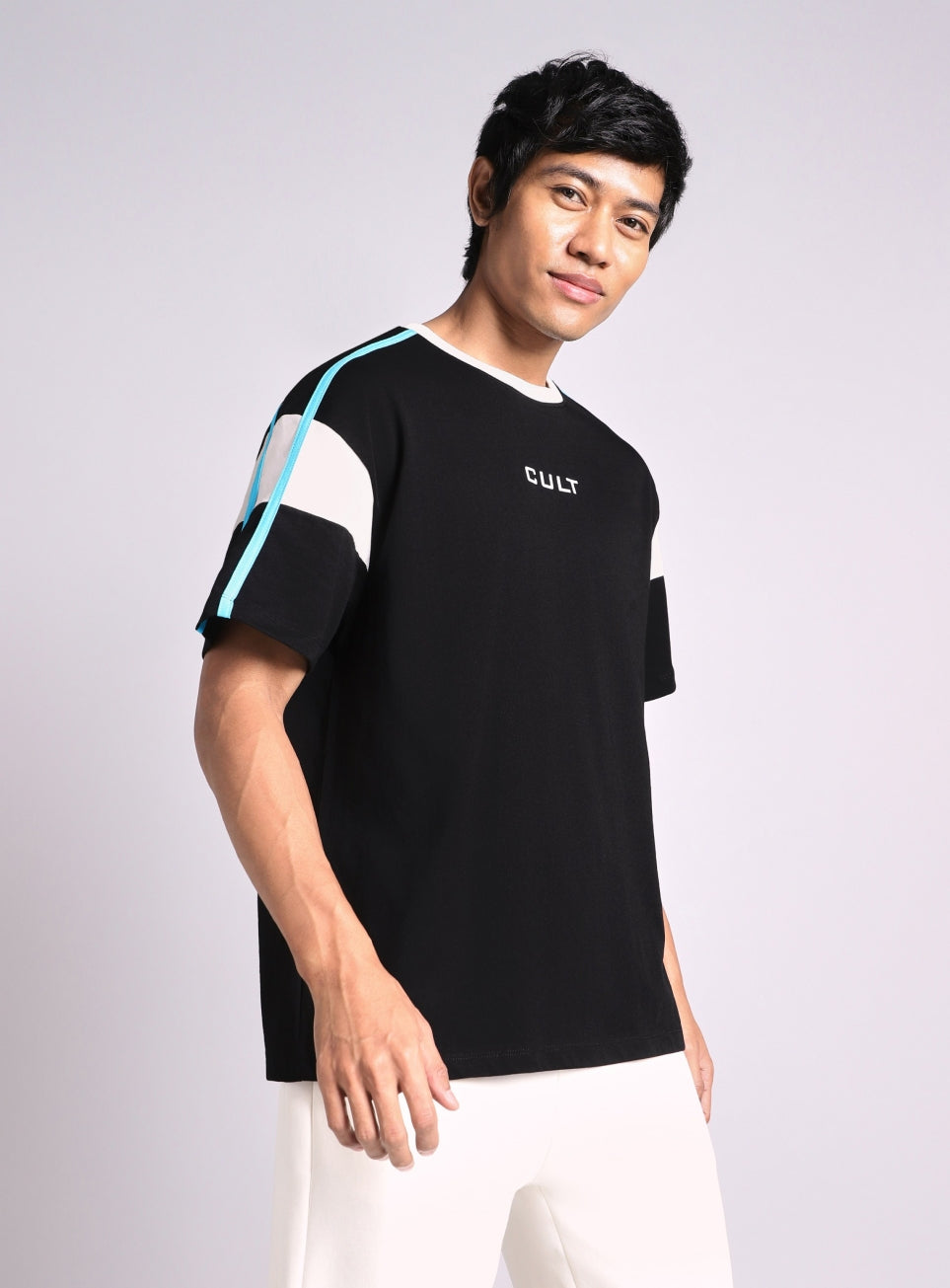 Men's Black Colorblock Panel T-shirt