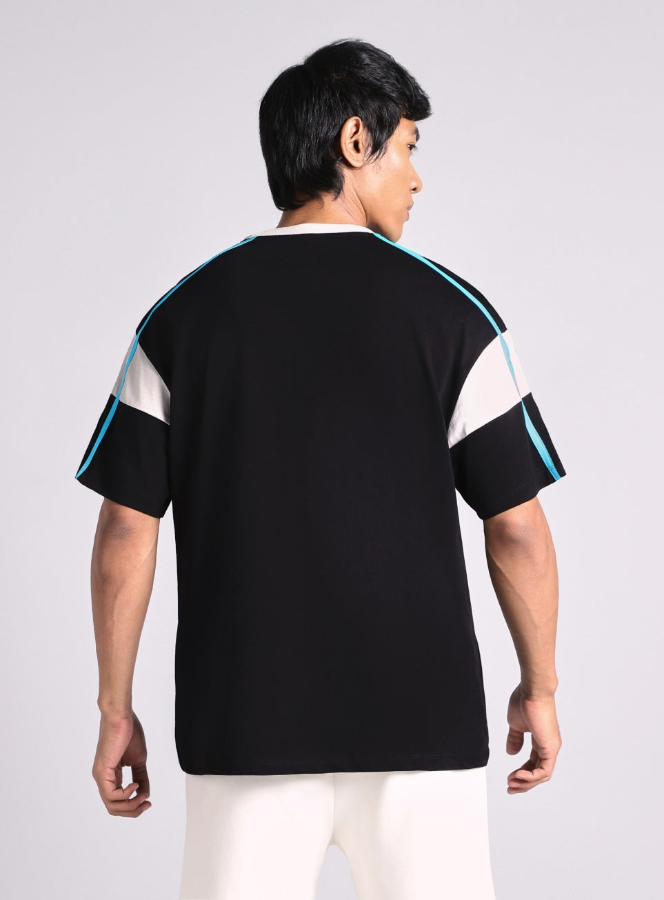 Men's Black Colorblock Panel T-shirt