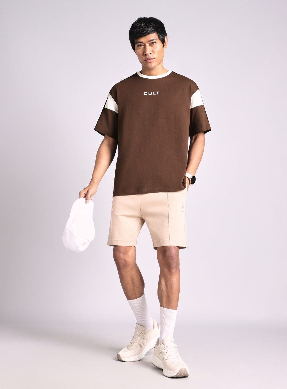 Men's Brown Colorblock Panel T-shirt