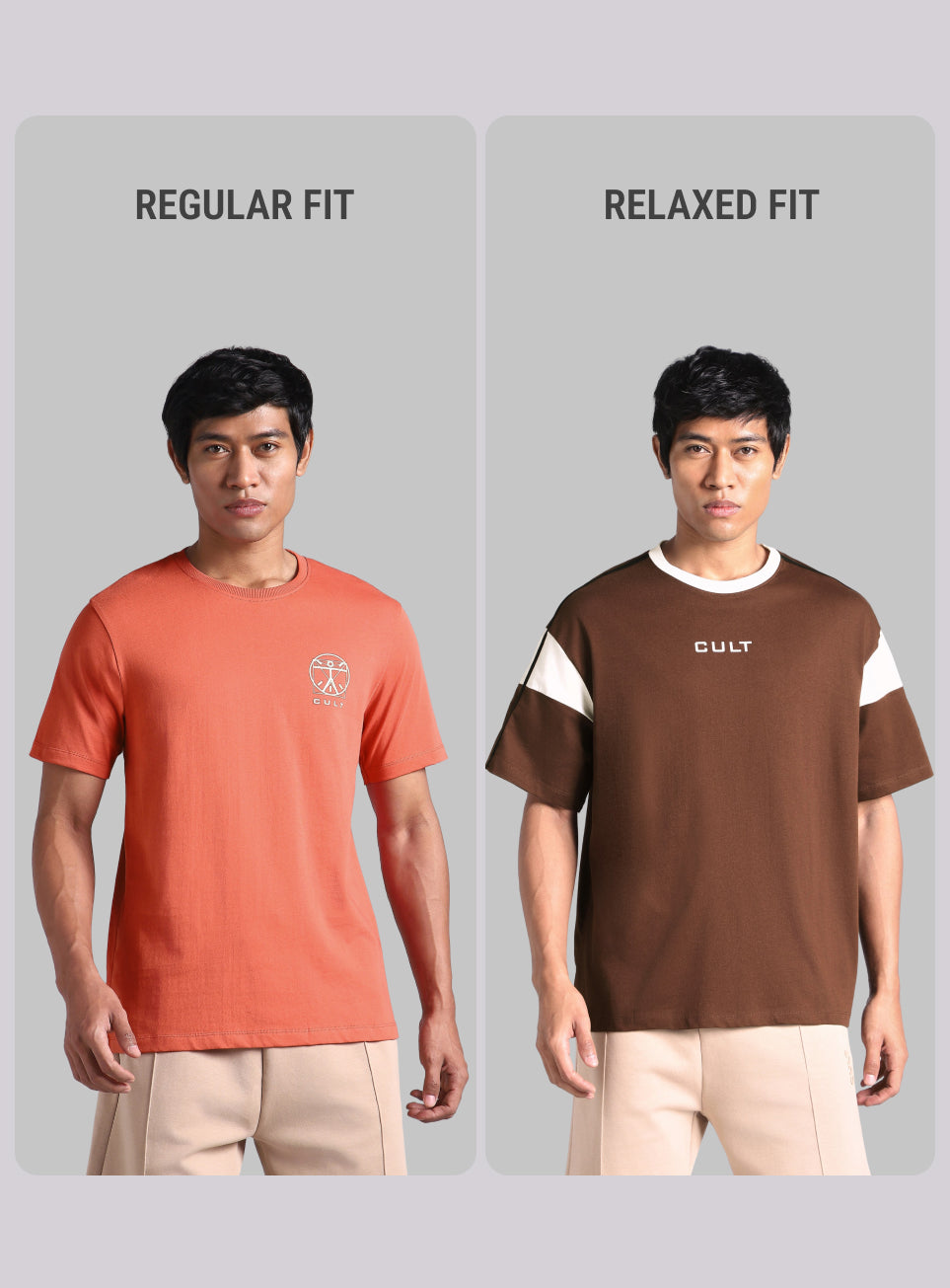 Men's Brown Colorblock Panel T-shirt