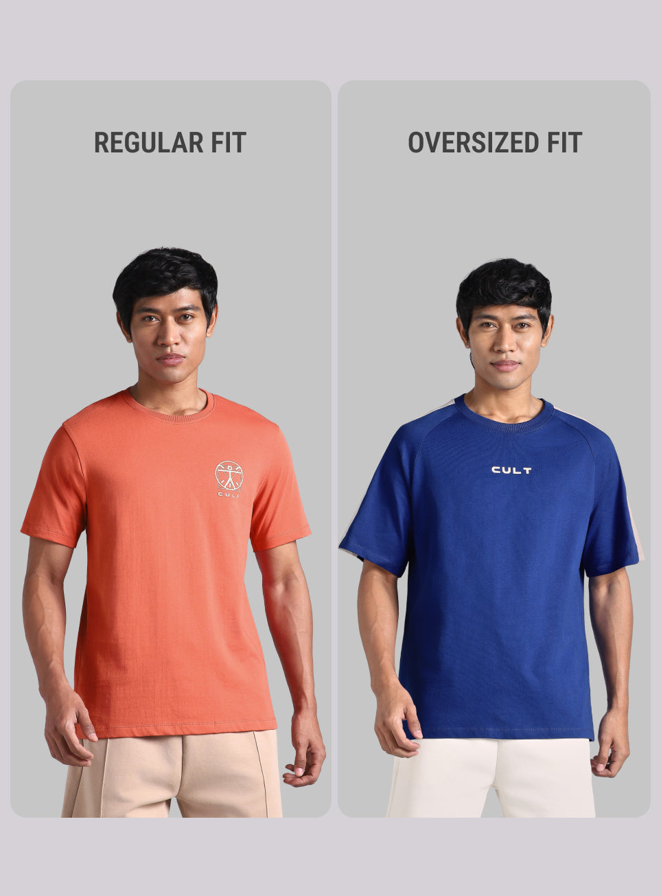 Men's Blue V-man Motion panel Oversized fit T-shirt