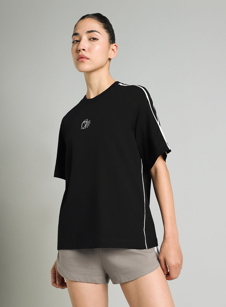 Women's Black Cult Logomania Print Relaxed Fit T-shirt