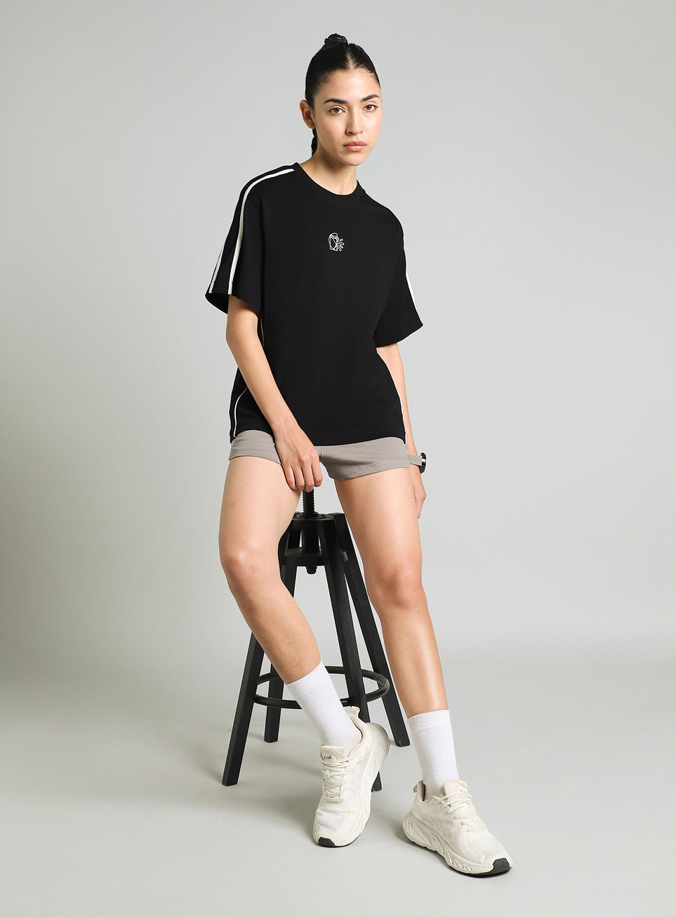 Women's Black Cult Logomania Print Relaxed Fit T-shirt