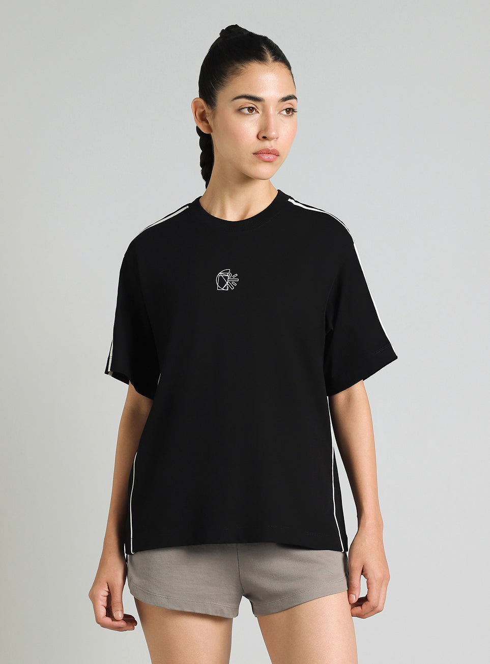 Women's Black Cult Logomania Print Relaxed Fit T-shirt