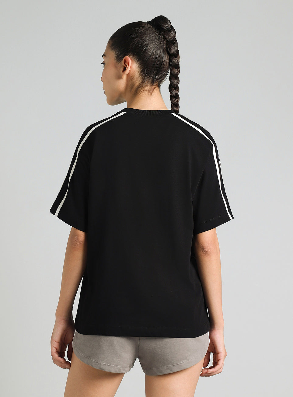 Women's Black Cult Logomania Print Relaxed Fit T-shirt