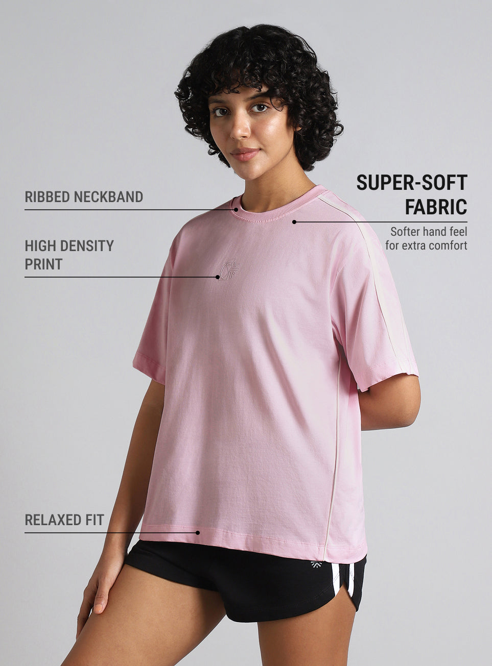 Women's Pink Cult Logomania Print Relaxed Fit T-shirt