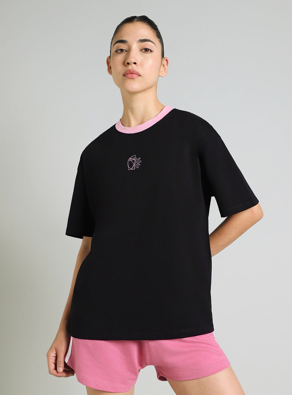 Women's Black Cult Logomania Print Oversized Fit T-shirt