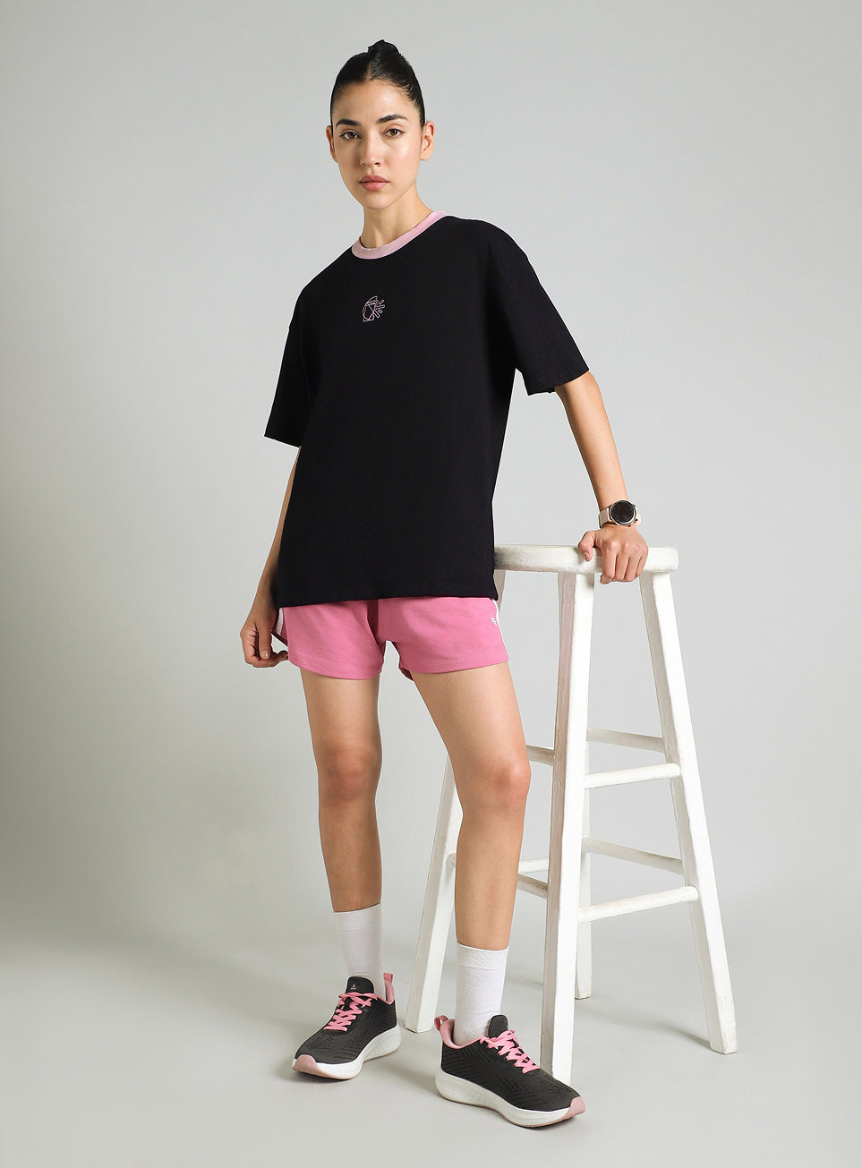 Women's Black Cult Logomania Print Oversized Fit T-shirt