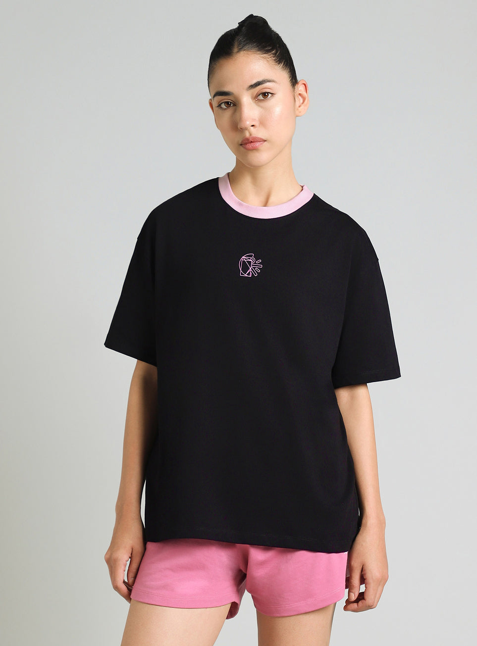 Women's Black Cult Logomania Print Oversized Fit T-shirt