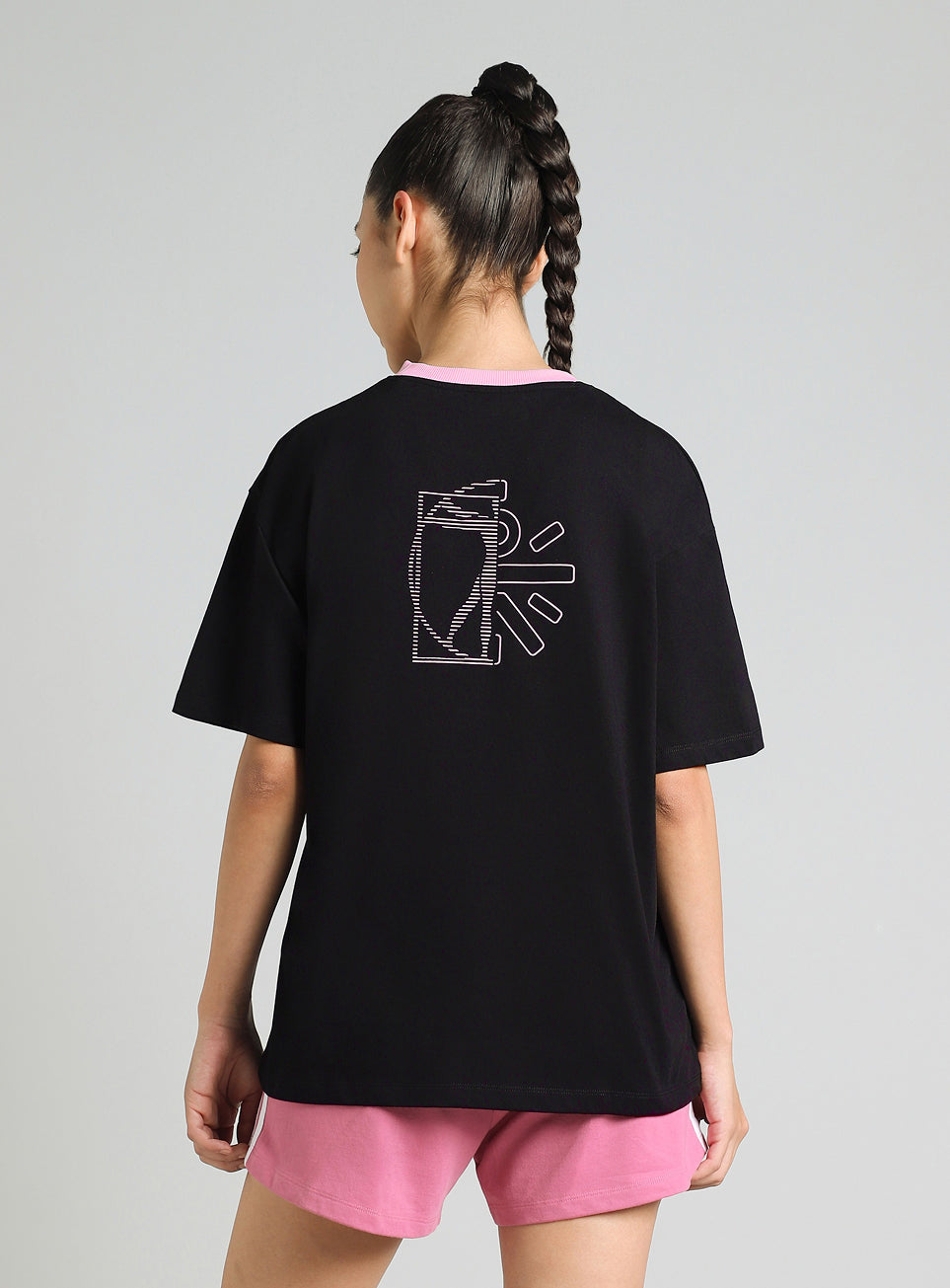 Women's Black Cult Logomania Print Oversized Fit T-shirt