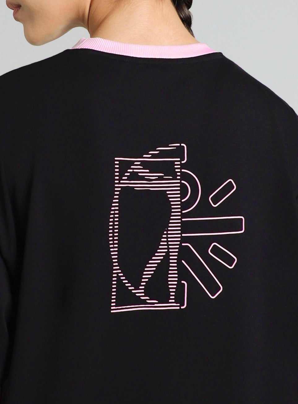 Women's Black Cult Logomania Print Oversized Fit T-shirt