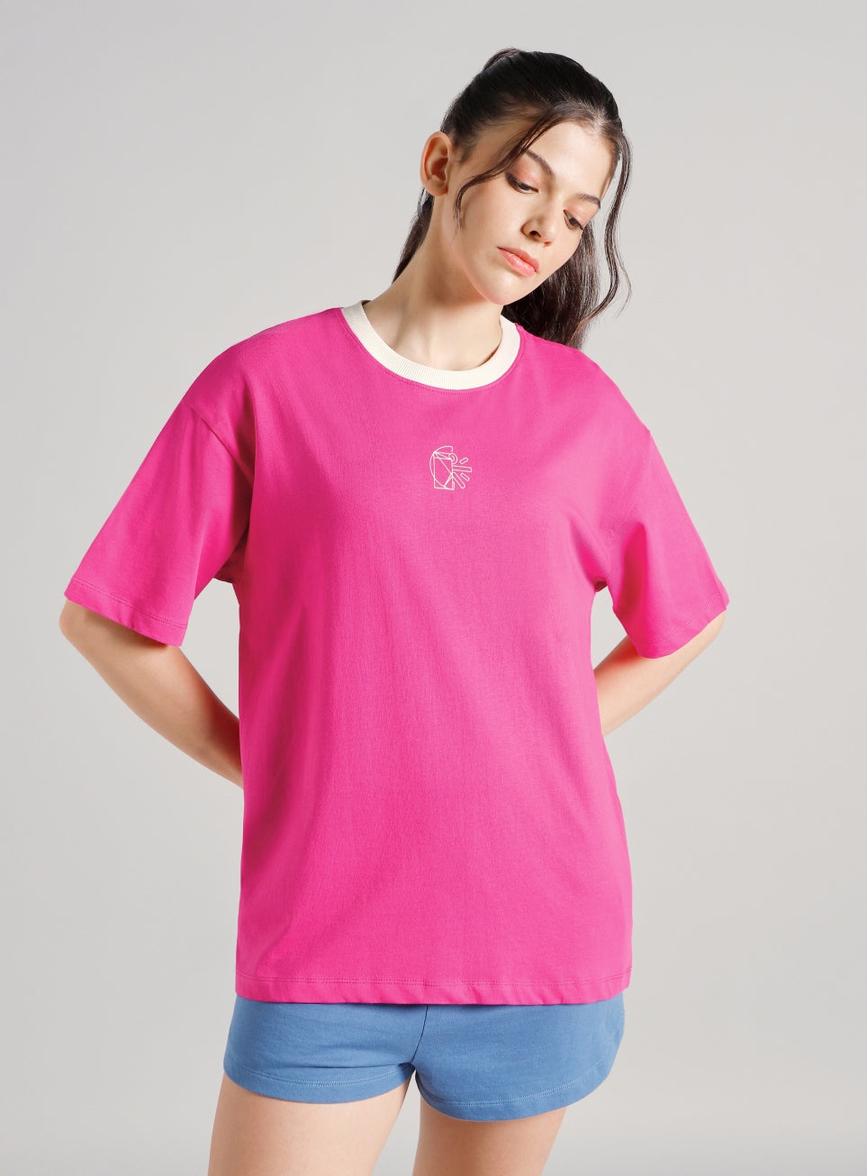 Women's Pink Cult Logomania Print Oversized Fit T-shirt