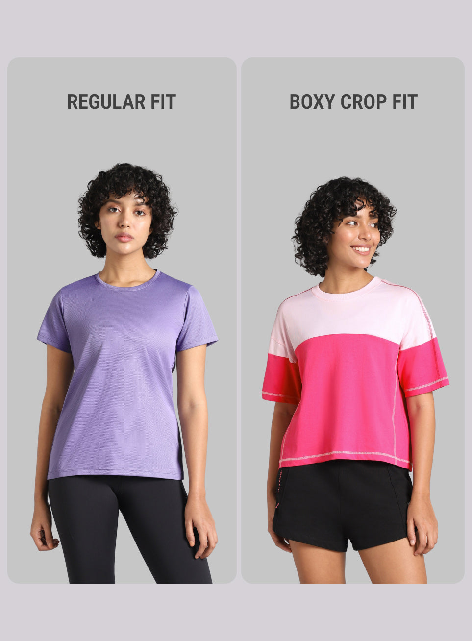 Women's Purple Colourblocked Boxy Fit T-shirt