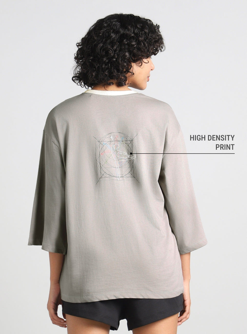 Women's Grey Transition Graphic Oversized T-shirt