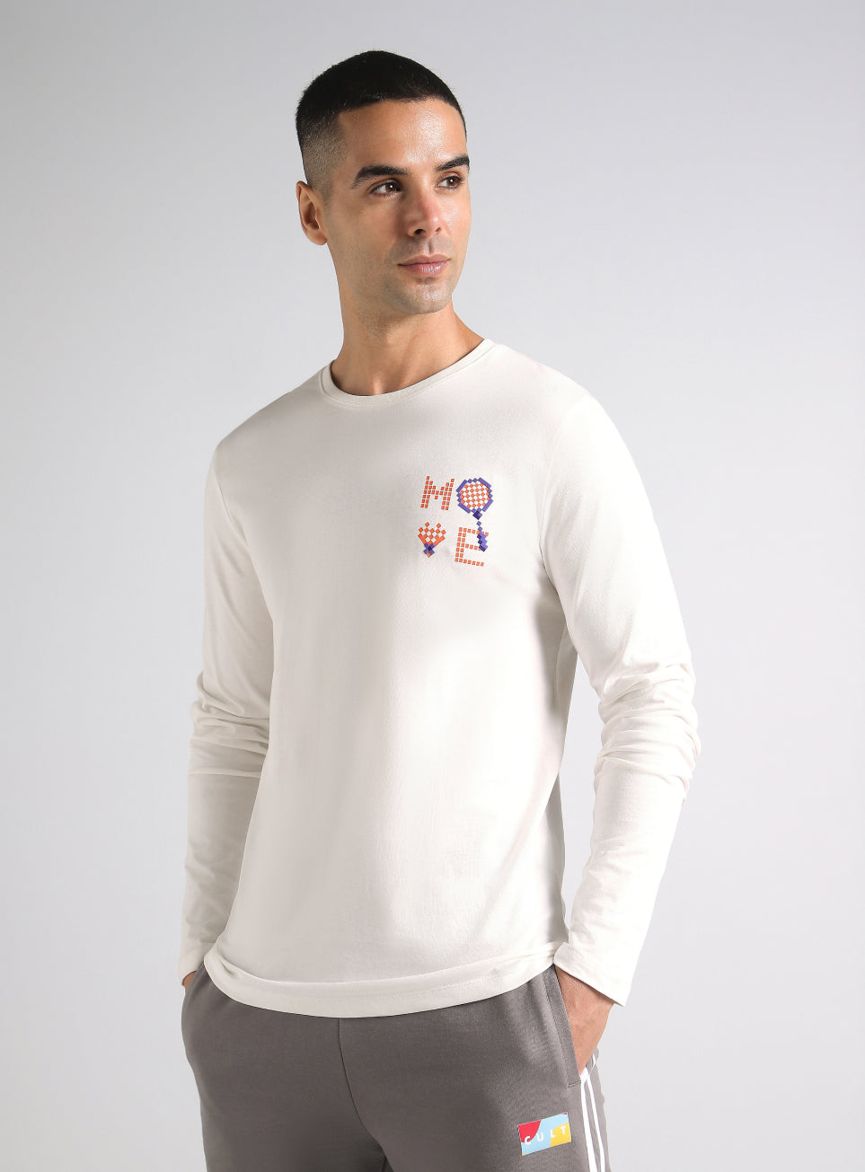 Men's White Courtside Print Full Sleeve T-shirt