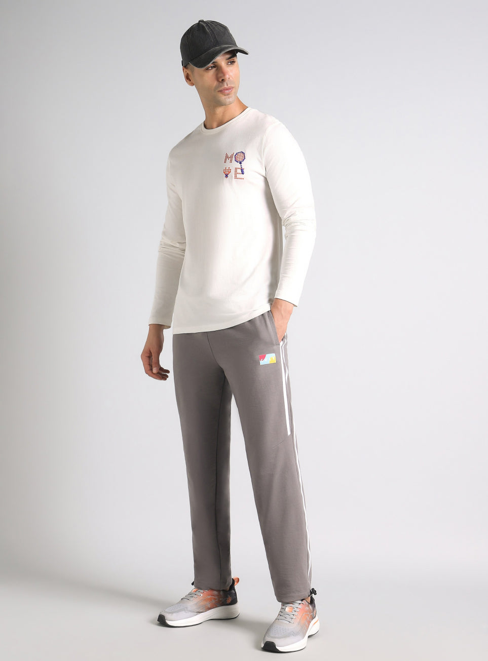 Men's White Courtside Print Full Sleeve T-shirt