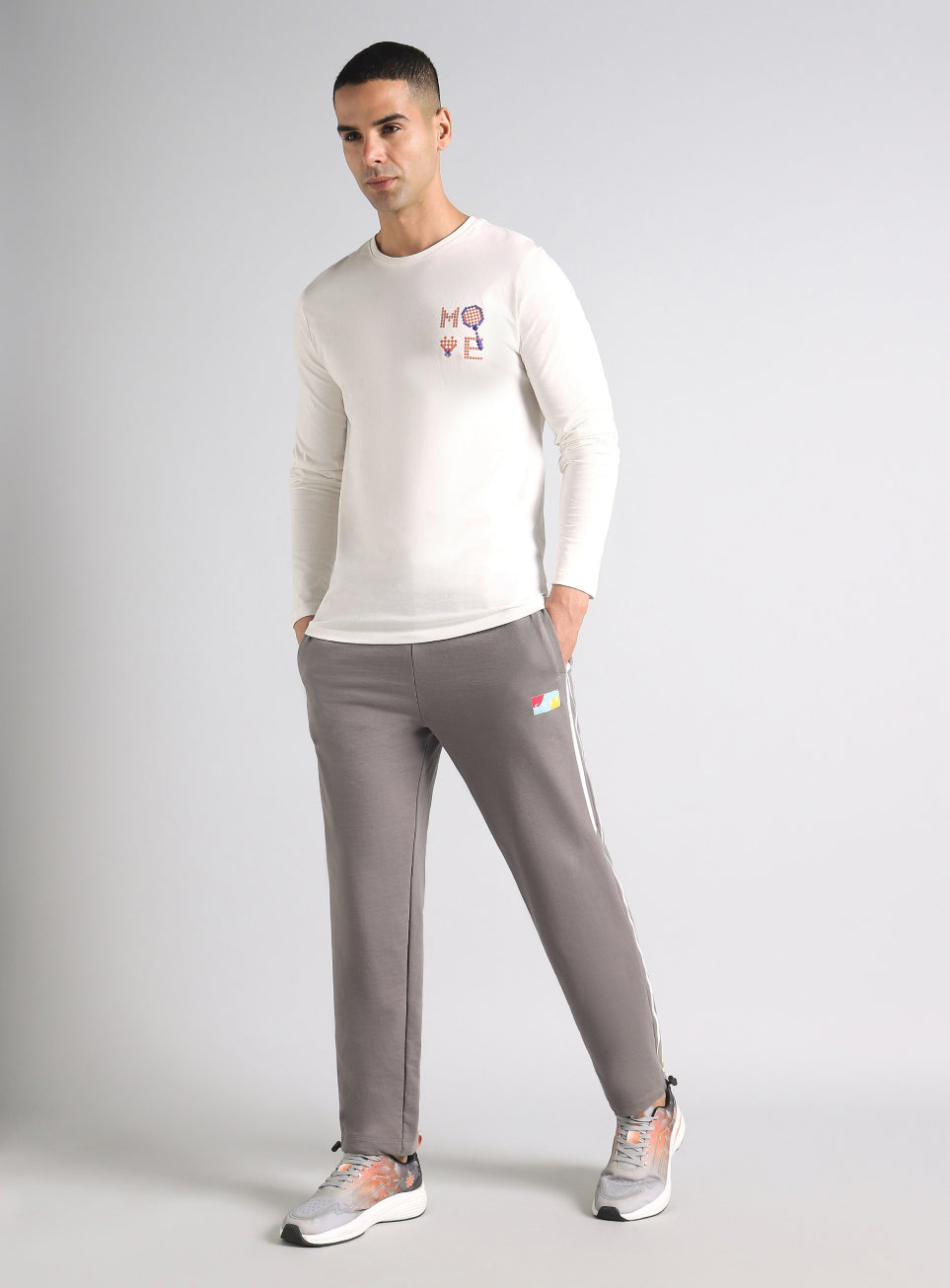 Men's White Courtside Print Full Sleeve T-shirt