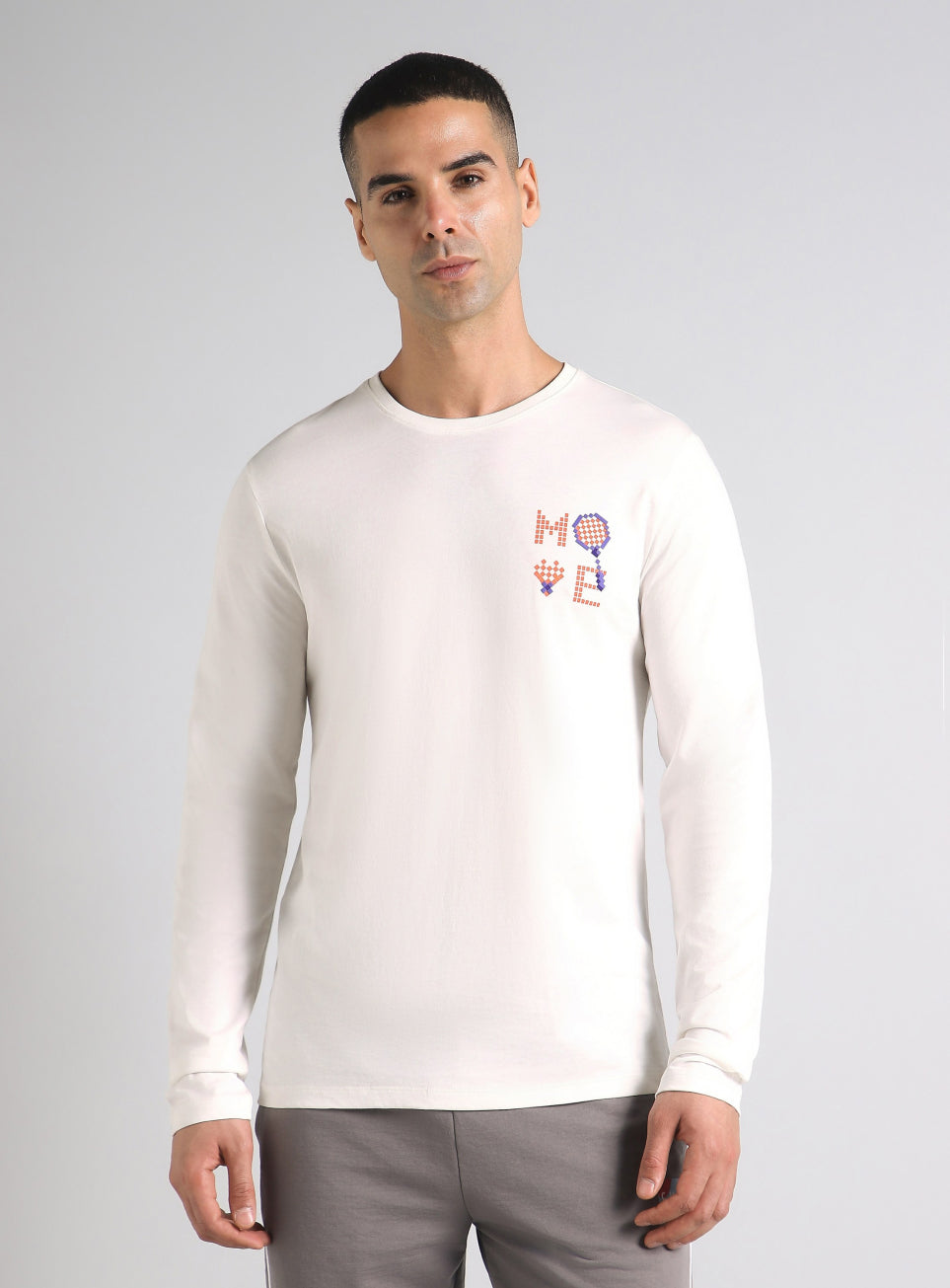 Men's White Courtside Print Full Sleeve T-shirt
