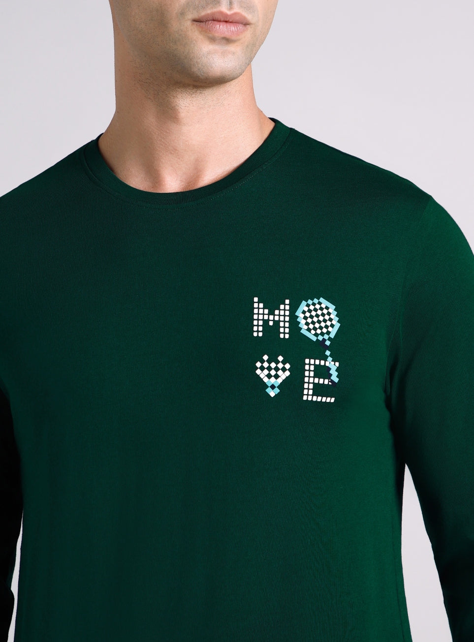 Men's Sea Green Courtside Print Full Sleeve T-shirt
