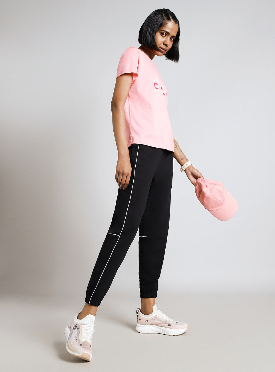 Women's Black Panel Highlight Joggers