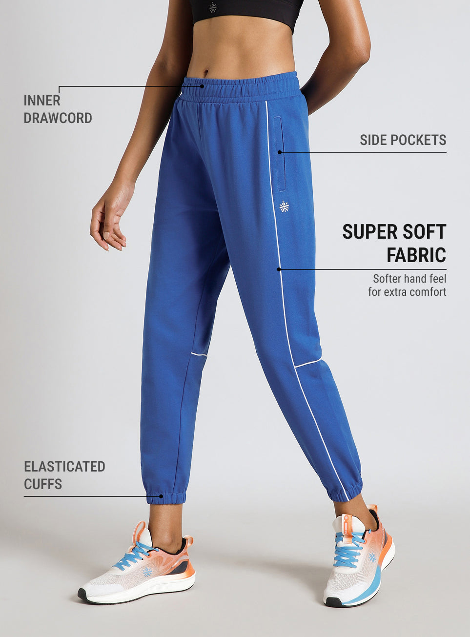 Women's Blue Panel Highlight Joggers