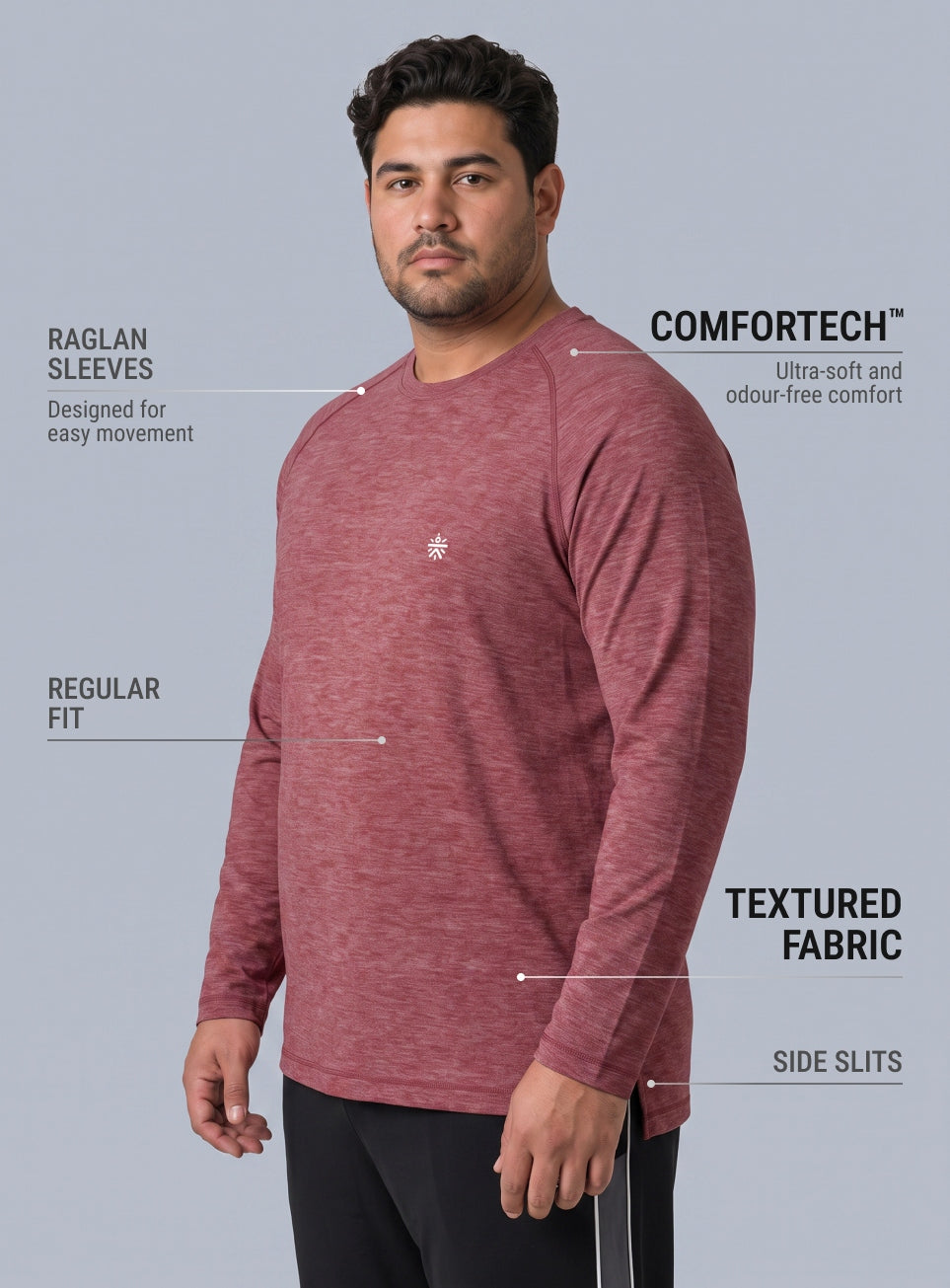 Men's Maroon Training Essential COMFORtech Plus Size T-shirt