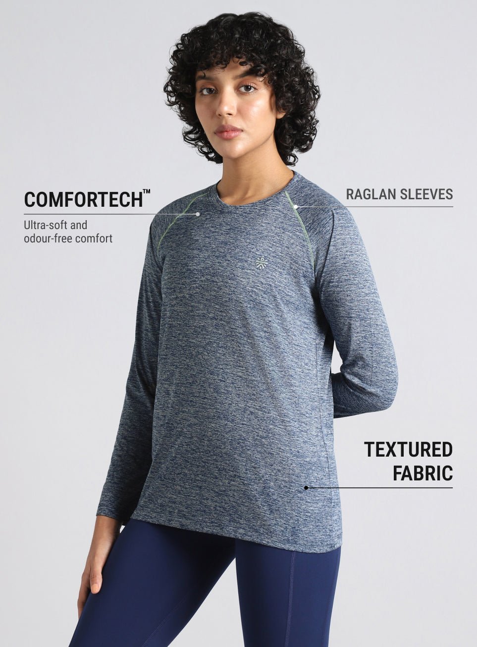 Women's Navy Active Day COMFORtech Full Sleeve T-shirt