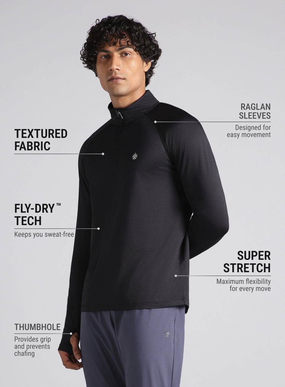 Men's Black HIIT Training Form Full Sleeve T-shirt