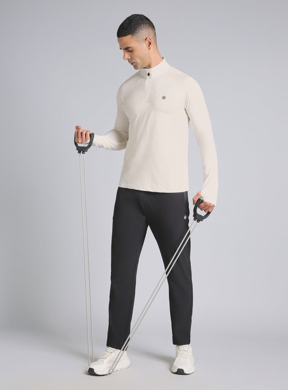 Men's Off White HIIT Training Form Full Sleeve T-shirt