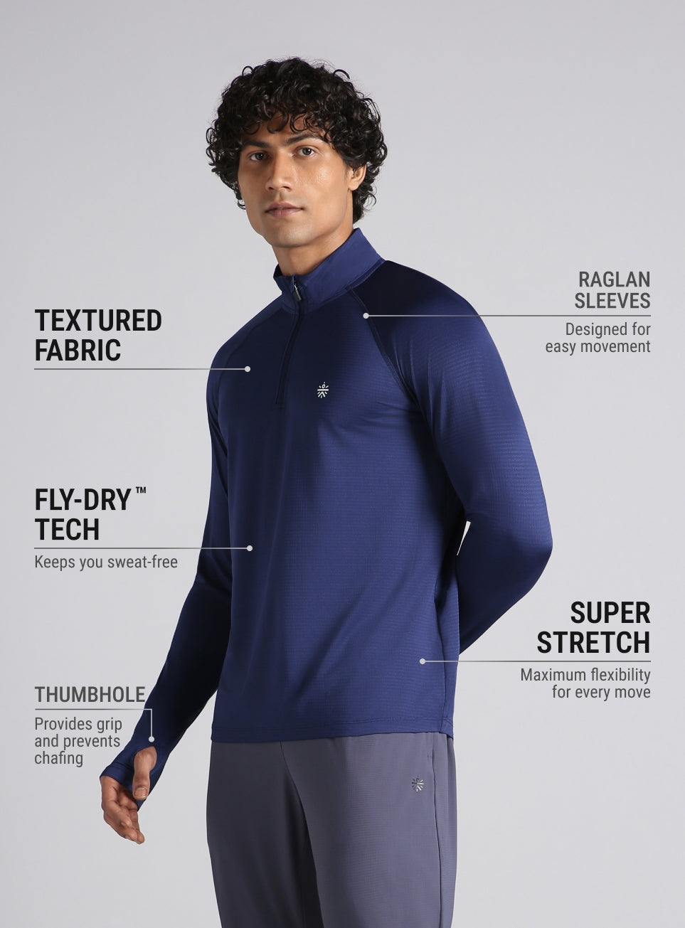 Men's Navy HIIT Training Form Full Sleeve T-shirt