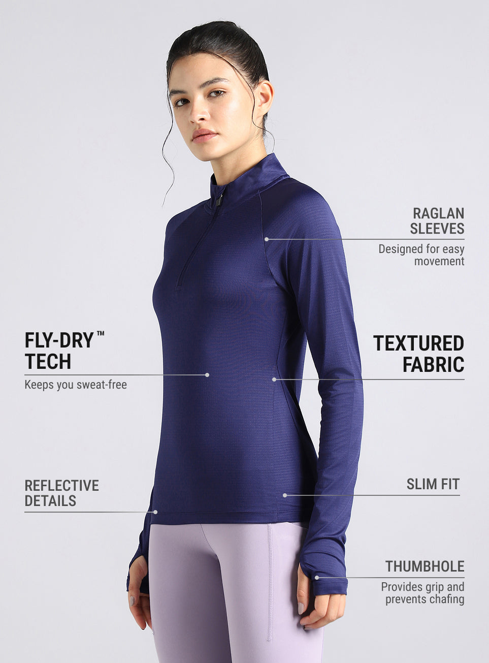Women's Navy After Dark Full Sleeve Running T-shirt