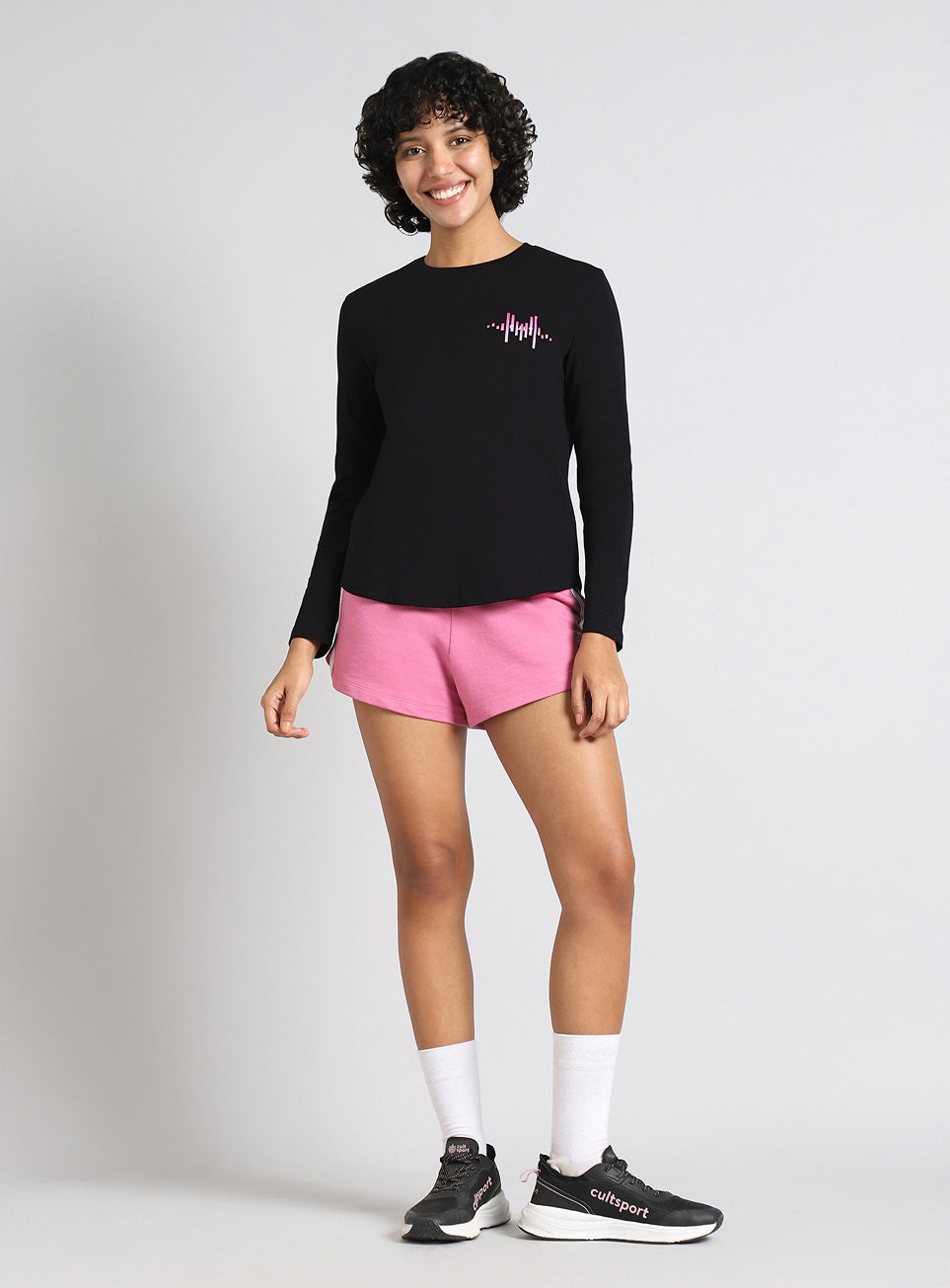 Women's Black Rhythm and Move Print Fullsleeve T-shirt