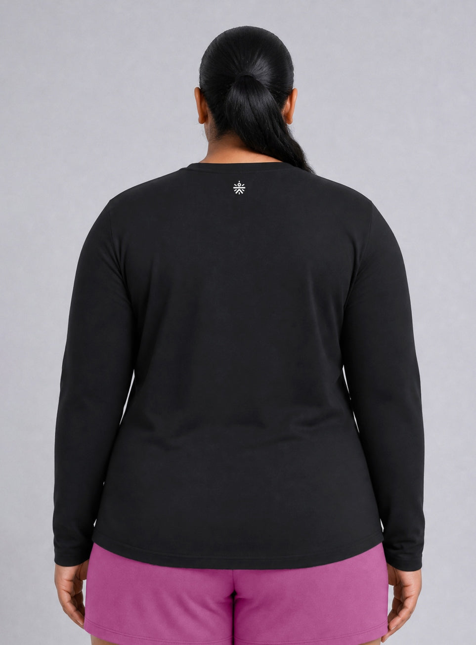 Women's Black Fullsleeve Printed Plus Size T-shirt