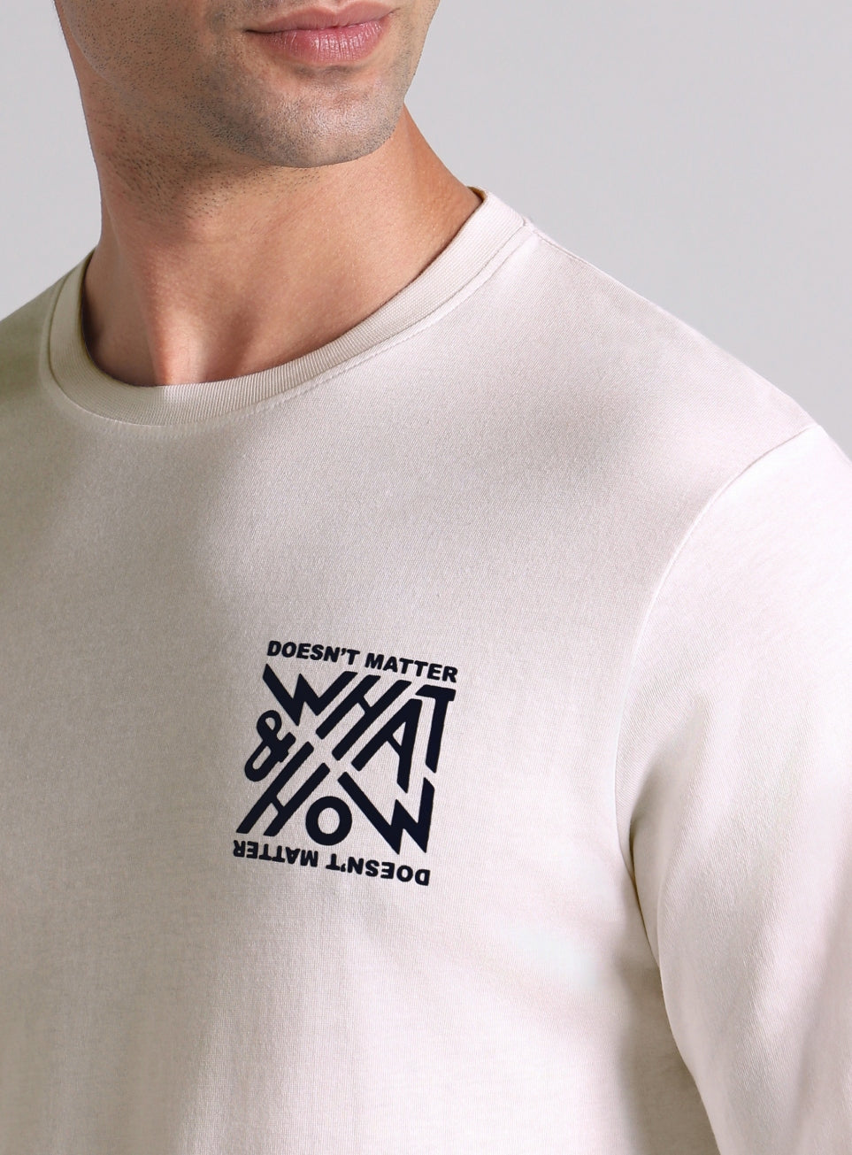 Men's White Cult Graphic Full Sleeve T-shirt