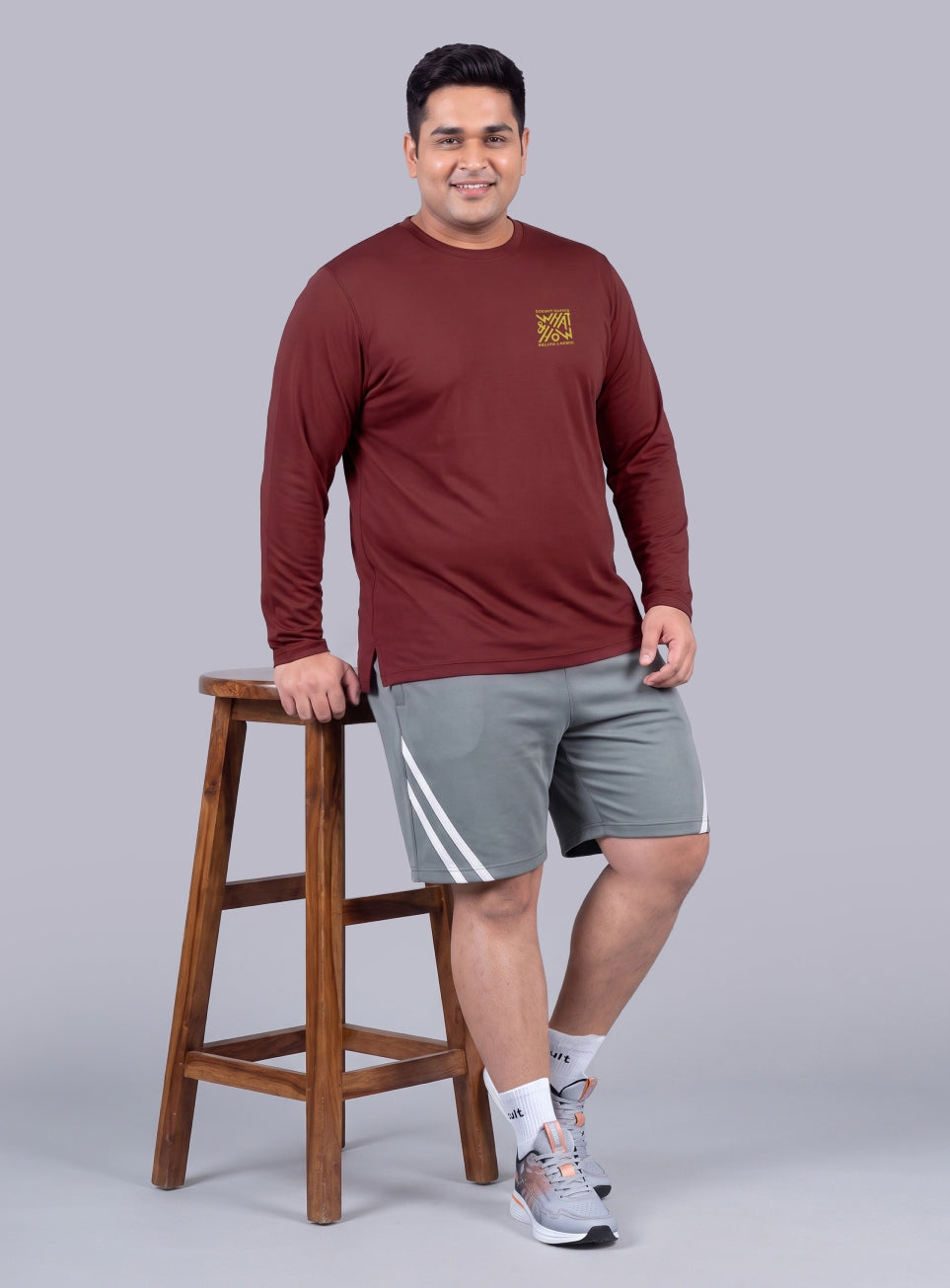 Men's Maroon Cult Graphic Full Sleeve Plus Size T-shirt