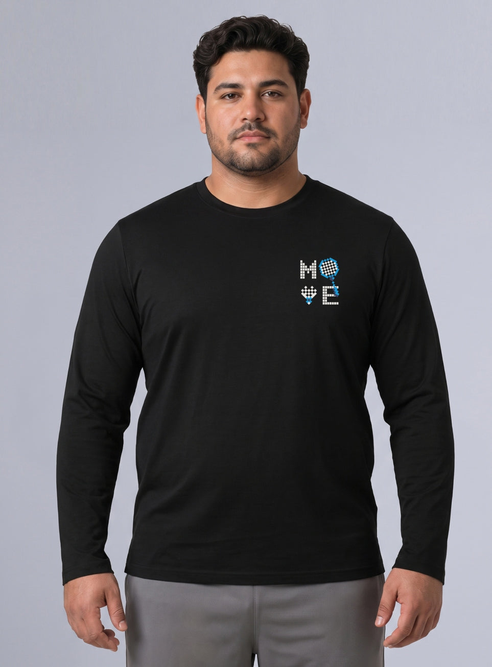 Men's Black Move print Full sleeve Plus size T-shirt