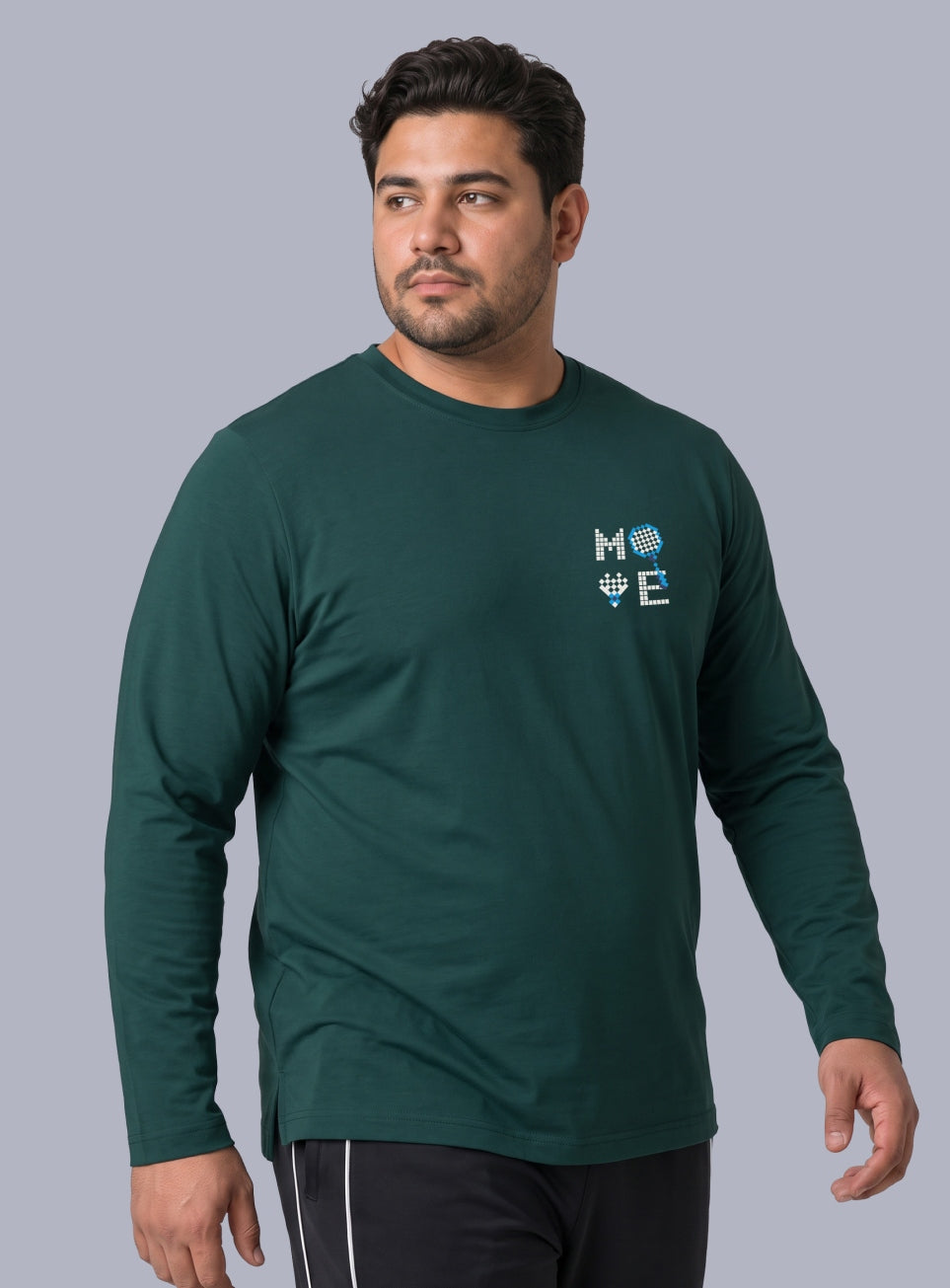 Men's Sea Green Move print Full sleeve Plus size T-shirt