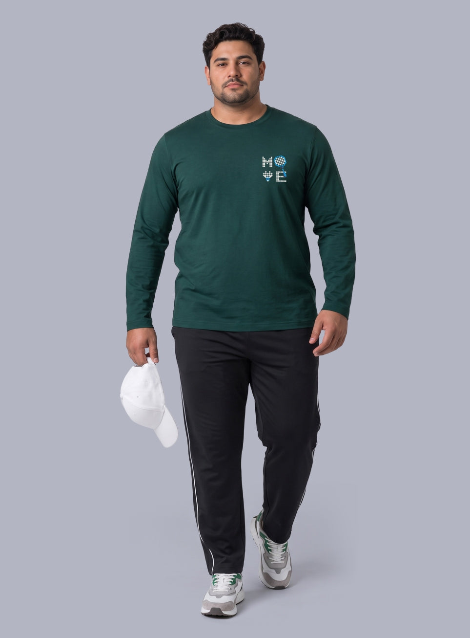 Men's Sea Green Move print Full sleeve Plus size T-shirt