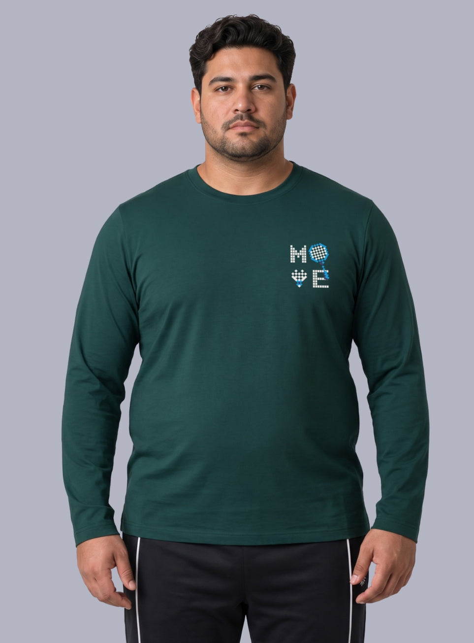 Men's Sea Green Move print Full sleeve Plus size T-shirt